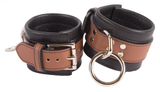 Bondage Kit Brown Leather, Blindfold Collar Leash Wrist and Ankle Cuffs