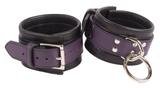 Bondage Kit Purple Leather, Blindfold Collar Leash Wrist and Ankle Cuffs