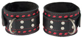 Ankle Cuffs Black and Red Buckstitched Leather Restraints