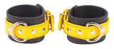 Rubber Wrist Cuffs Yellow and Black BioThane Restraints