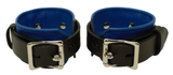 Locking Ankle Cuffs Blue and Black Leather Restraints