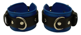 Locking Ankle Cuffs Blue and Black Leather Restraints