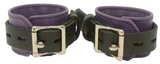 Locking Ankle Cuffs Purple and Black Leather Restraints