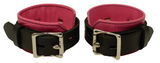 Locking Ankle Cuffs Pink and Black Leather Restraints