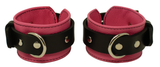 Locking Ankle Cuffs Pink and Black Leather Restraints