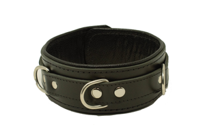 Locking 2" Wide Black Premium Heavy Duty Leather Collar