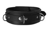 Locking 2" Wide Black Premium Heavy Duty Leather Collar