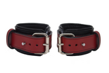 Locking Post Wrist Cuffs Premium Heavy Duty Red Leather Handcuffs