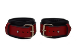 Locking Post Ankle Cuffs Premium Heavy Duty Red Leather