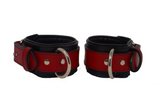 Locking Post Ankle Cuffs Premium Heavy Duty Red Leather