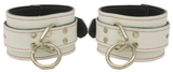 Ankle Cuffs White Leather with Pink Hearts Valentine's Restraints