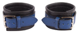 Ankle Cuffs Blue and Black Leather Restraints