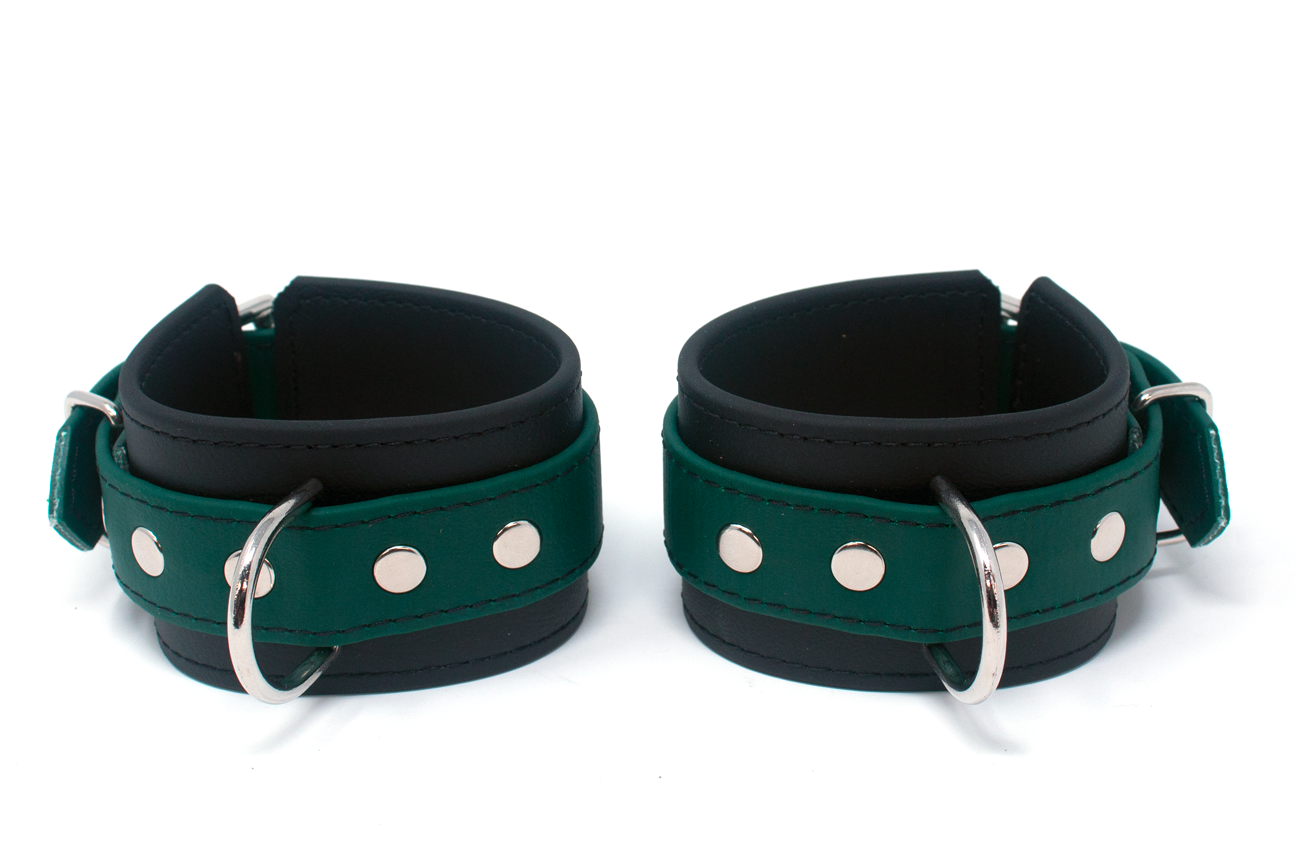 Rubber Wrist Cuffs Green and Black BioThane Restraints – The Leather Boy