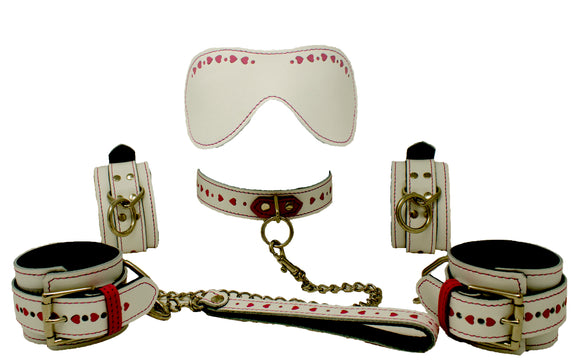 White with red hearts bondage kit